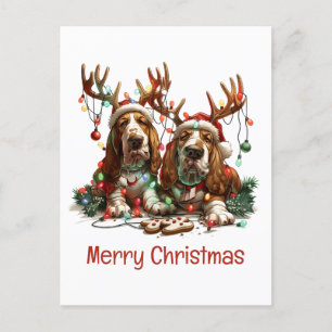 Postal Perros ensanchados de navidad