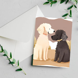 Postal Perros Esponjosos   Pintura Acuarela de Mascotas