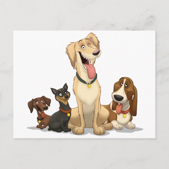 Postal Perros felices (Anverso)