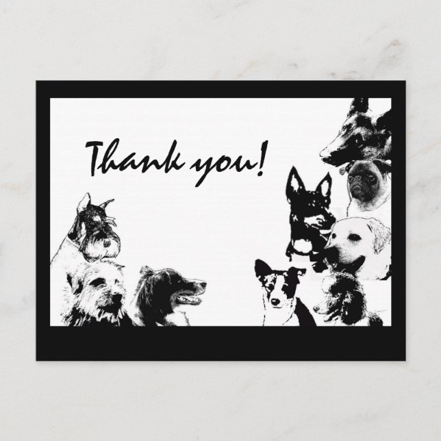 Postal ¡Perros felices, gracias! (Anverso)