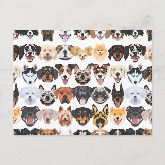 Postal Perros felices sin inconvenientes de patrón de ilu (Anverso)