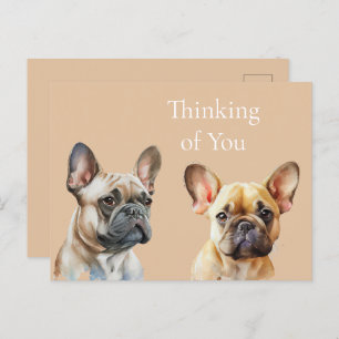 Postal Perros franceses pensando en ti