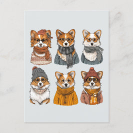 Postal Perros galeses de moda Corgi