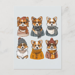 Postal Perros galeses de moda Corgi