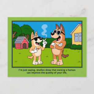 Postal Perros geniales que poseen humanos divertida cita