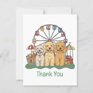 Postal Perros Goldendoodle agradecidos en una feria 