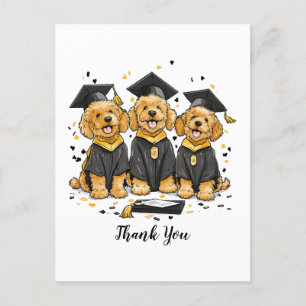 Postal Perros Goldendoodle de graduación Gracias