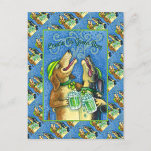 POSTAL PERROS HOUND IRLANDESES, ST. LA CERVEZA VERDE DEL