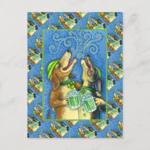 POSTAL PERROS HOUND IRLANDESES, ST. LA CERVEZA VERDE DEL