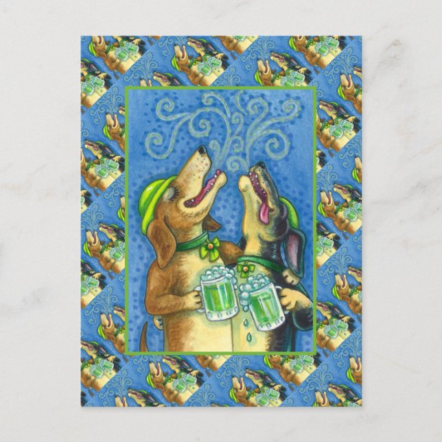 POSTAL PERROS HOUND IRLANDESES, ST. LA CERVEZA VERDE DEL  (Anverso)