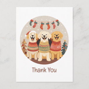 Postal Perros Labrador Retriever de Navidad Gracias