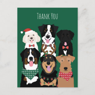 Postal Perros Navideños Lindos Gracias