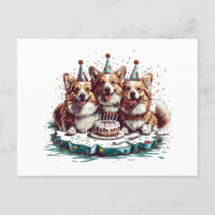Postal Perros Pembroke Welsh Corgi de cumpleaños