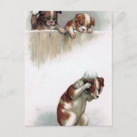 "Perros que juegan vintage de las bolas de nieve"