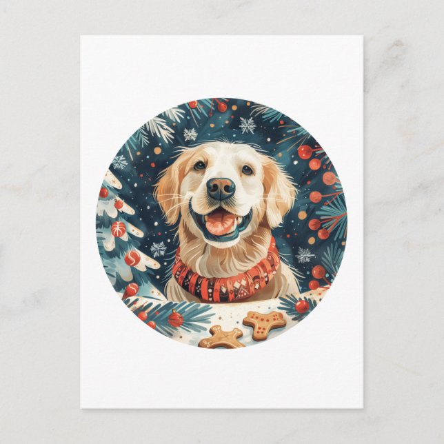 Postal Perros recuperadores de oro de navidades (Anverso)