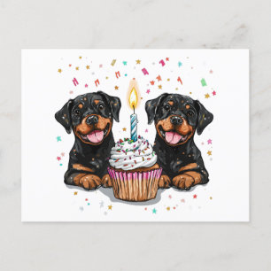 Postal Perros Rottweiler de cumpleaños