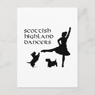 Postal Perros Scottie Bailarines de las Tierras Altas