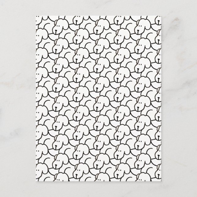 Postal Perros Sentados de Dibujos Animados Divertidos (Anverso)