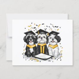 Postal Perros Shih Tzu de graduación