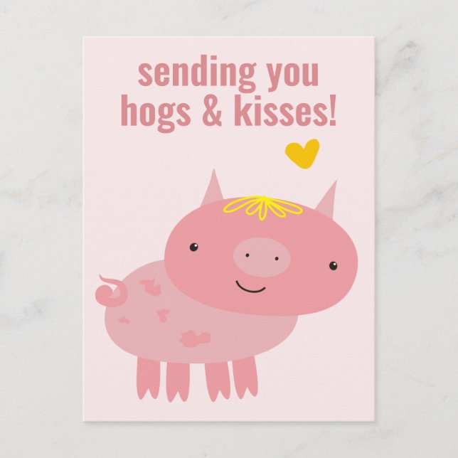 Postal Perros y besos - Corte Pig Classroom Valentine (Anverso)