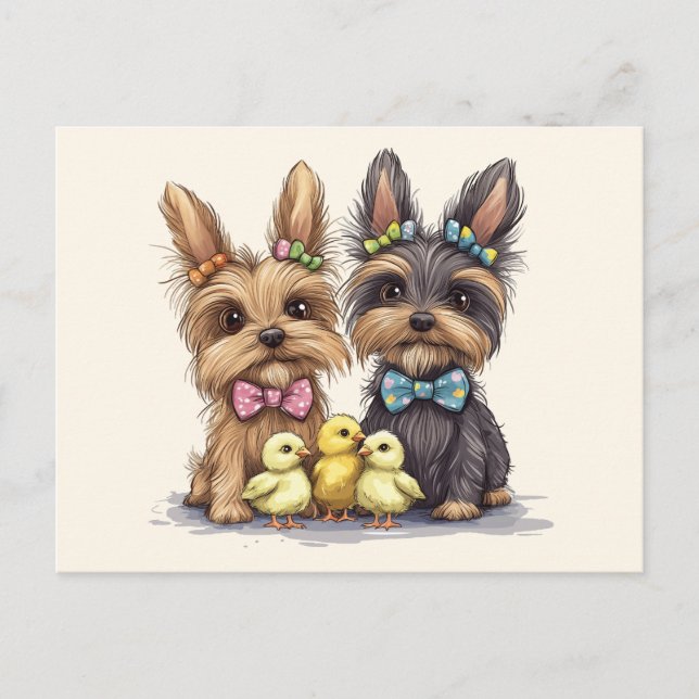 Postal Perros Yorkshire Terrier de Pascua (Anverso)