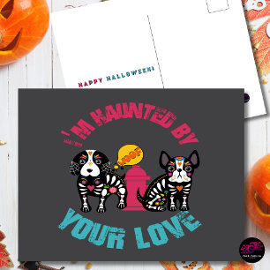 Postal Perseguido por tu amor Perros de azúcar Calaveras