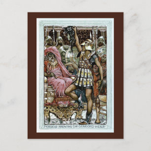 Postal Perseo mostrando la cabeza del Gorgon