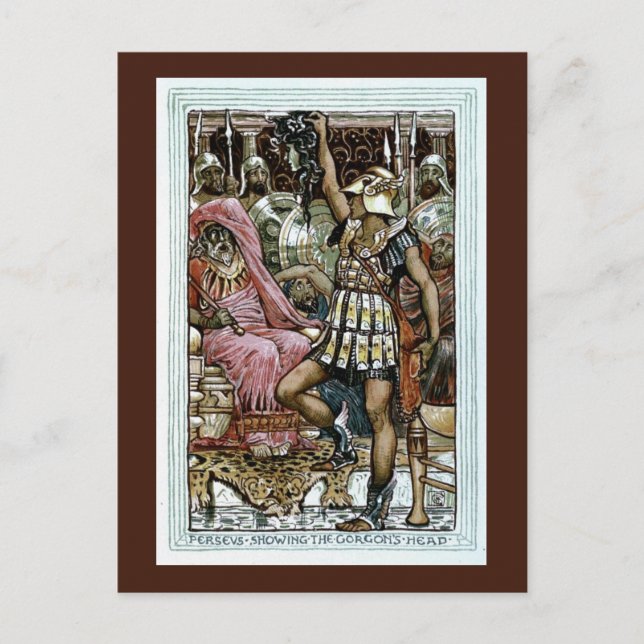 Postal Perseo mostrando la cabeza del Gorgon (Anverso)