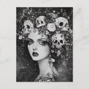 Postal Persephone en blanco y negro