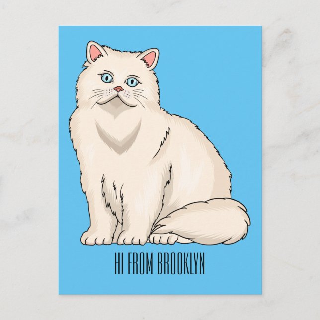 Postal Persian cat cartoon illustration (Anverso)