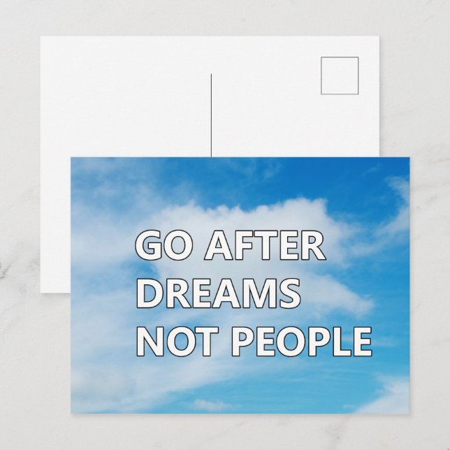 Postal Persigue tus sueños, no a la gente (Anverso / Reverso)