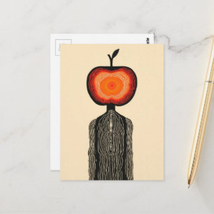 Postal Persona de manzana surrealista