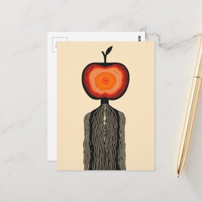 Postal Persona de manzana surrealista (Anverso/Reverso In Situ)