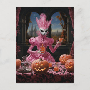 Postal Persona extraña de Halloween rosa