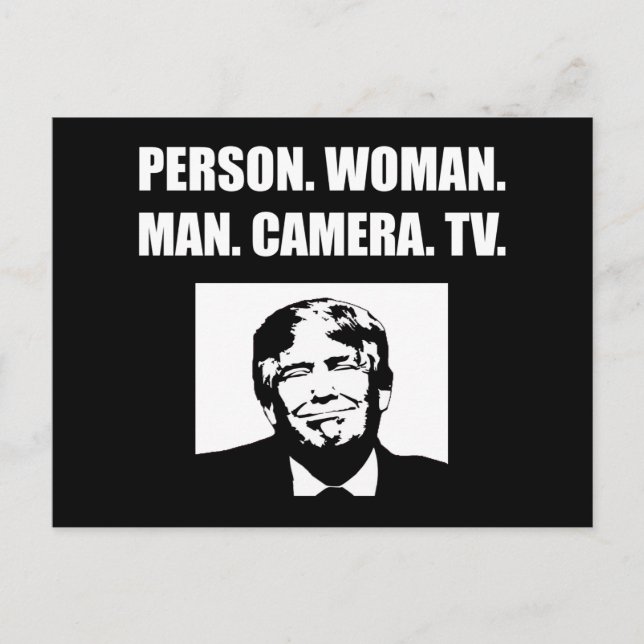 Postal Persona. Mujer. Hombre. Cámara. TV. Anti-Trump (Anverso)