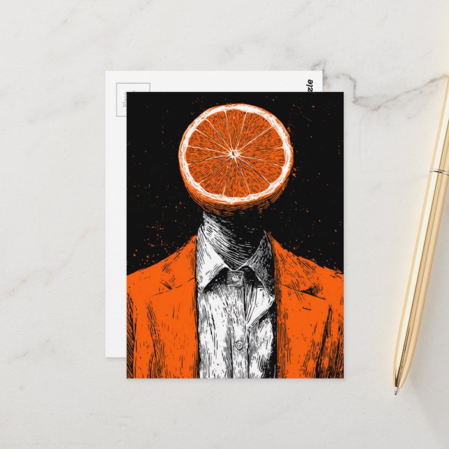 Postal Persona Naranja Surrealista (Anverso/Reverso In Situ)