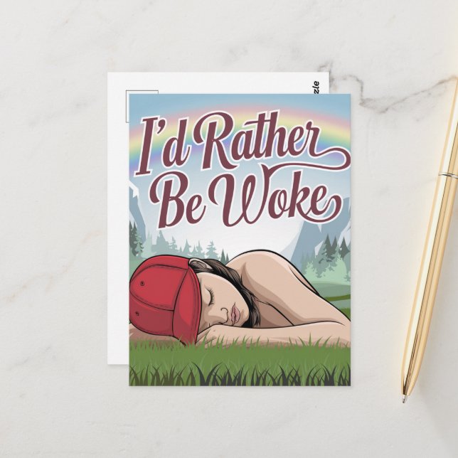 Postal Persona somnolienta prefiere despertar arcoiris de (Anverso/Reverso In Situ)