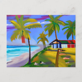 Postal Persona y perro en la playa | Vacaciones