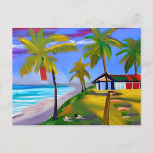 Postal Persona y perro en la playa   Vacaciones