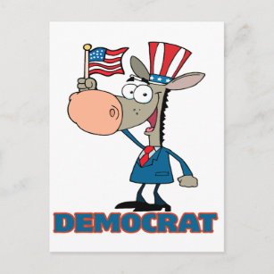 Postal personaje de caricatura de burro democrático lindo