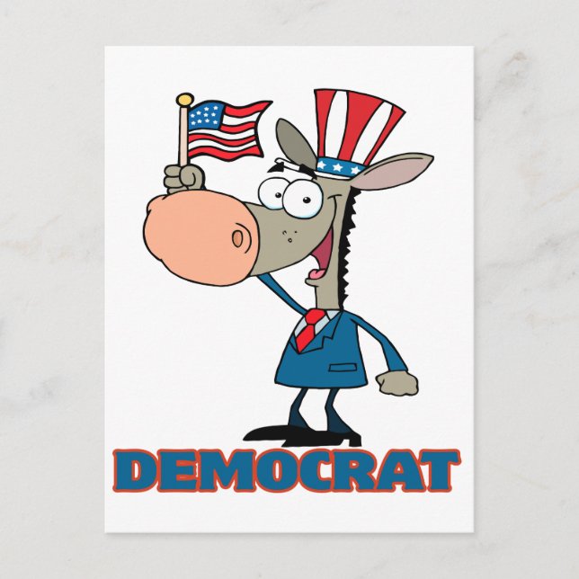 Postal personaje de caricatura de burro democrático lindo (Anverso)