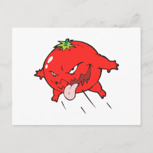 Postal personaje de caricatura de tomate podrido furioso