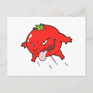 Postal personaje de caricatura de tomate podrido furioso