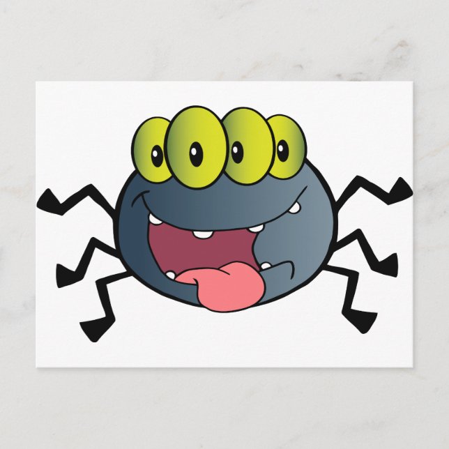Postal Personaje de dibujos animados de Spider Happy (Anverso)
