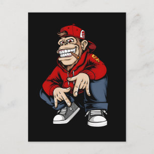Postal Personaje de estilo callejero de mascota de mono u