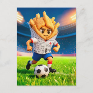 Postal personaje de fútbol inglés de pescado y patatas fr