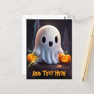Postal Personaje de Halloween Bebé Fantasma Lindo y Espel