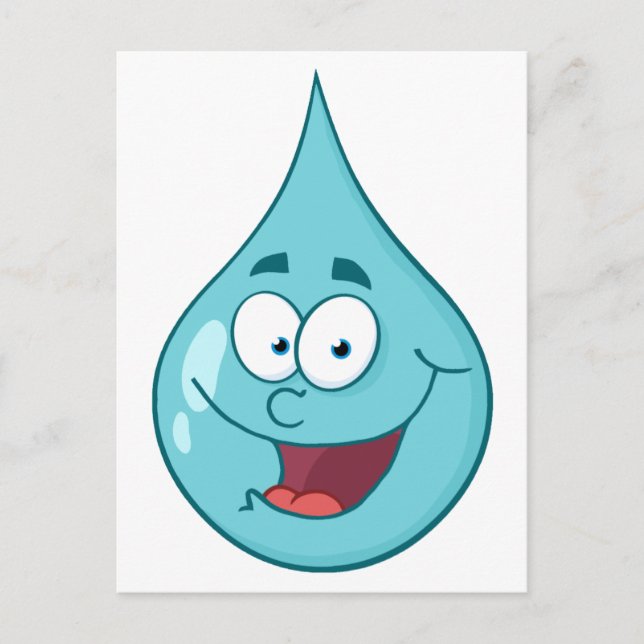 Postal Personaje de la caricatura Happy Water Drop (Anverso)