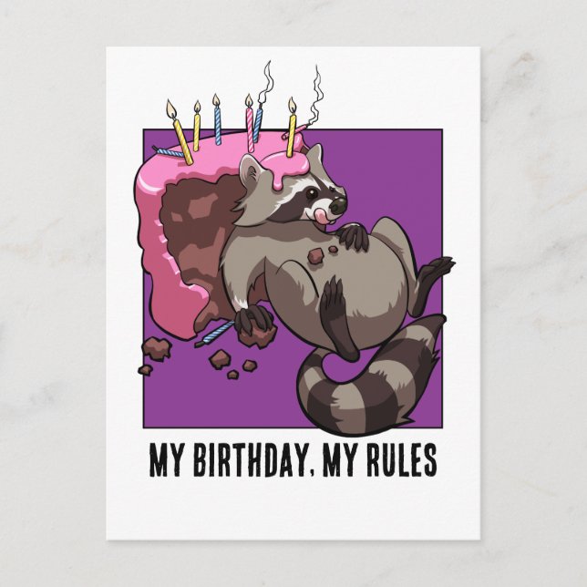 Postal Personaje de Mapache Adorable Mi Cumpleaños Mis Re (Anverso)
