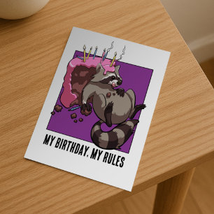 Postal Personaje de Mapache Adorable Mi Cumpleaños Mis Re